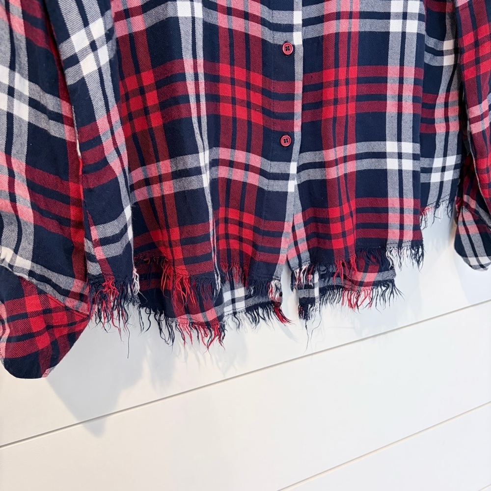 Sheryl Crow Plaid Shirt L Western Core Fringe Hem Embroidered Boho Festival - Picture 5 of 9